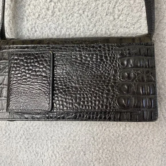 VTG Brighton Black Croc Leather Crossbody Clutch Purse Organizer Wallet Vintages - Picture 6 of 14